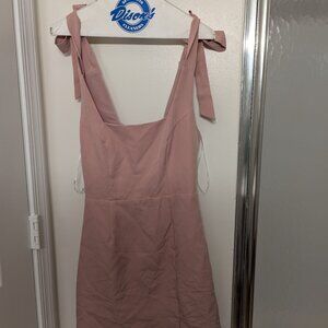 Cute tie shoulder pink dress